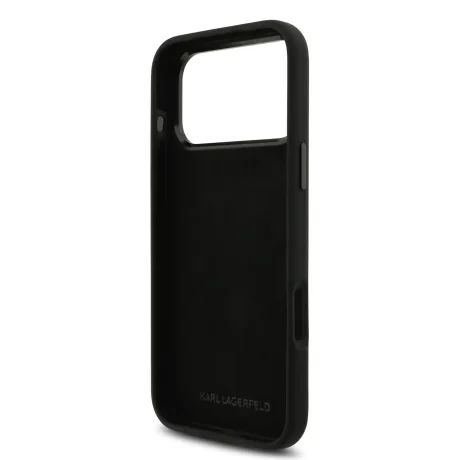 Carcasă spate Karl Lagerfeld Ikonik din silicon lichid metalic pentru iPhone 17 Pro Max, neagră