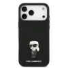 Carcasă spate Karl Lagerfeld Ikonik din silicon lichid metalic pentru iPhone 17 Pro Max, neagră
