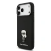 Carcasă spate Karl Lagerfeld Ikonik din silicon lichid metalic pentru iPhone 17 Pro Max, neagră
