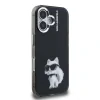 Carcasă spate Karl Lagerfeld IML Aquarelle Choupette pentru iPhone 16, neagră