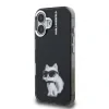 Carcasă spate Karl Lagerfeld IML Aquarelle Choupette pentru iPhone 16, neagră