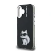 Carcasă spate Karl Lagerfeld IML Aquarelle Choupette pentru iPhone 16, neagră