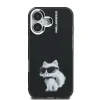 Carcasă spate Karl Lagerfeld IML Aquarelle Choupette pentru iPhone 16, neagră