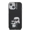 Carcasă spate Karl Lagerfeld IML Aquarelle Karl and Choupette pentru iPhone 15, neagră