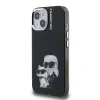 Carcasă spate Karl Lagerfeld IML Aquarelle Karl and Choupette pentru iPhone 15, neagră