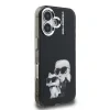 Carcasă spate Karl Lagerfeld IML Aquarelle Karl and Choupette pentru iPhone 16, neagră