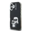 Carcasă spate Karl Lagerfeld IML Aquarelle Karl and Choupette pentru iPhone 16, neagră