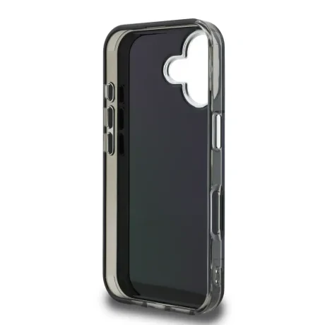 Carcasă spate Karl Lagerfeld IML Aquarelle Karl and Choupette pentru iPhone 16, neagră