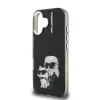 Carcasă spate Karl Lagerfeld IML Aquarelle Karl and Choupette pentru iPhone 16, neagră