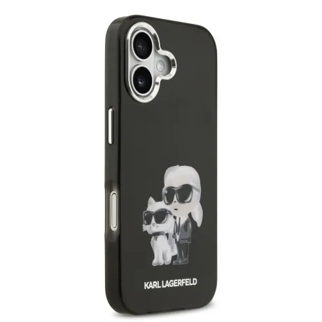 Carcasă spate Karl Lagerfeld IML Aquarelle Karl and Choupette pentru iPhone 17, neagră
