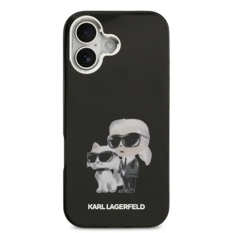 Carcasă spate Karl Lagerfeld IML Aquarelle Karl and Choupette pentru iPhone 17, neagră