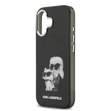 Carcasă spate Karl Lagerfeld IML Aquarelle Karl and Choupette pentru iPhone 17, neagră