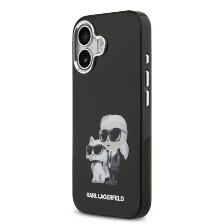 Carcasă spate Karl Lagerfeld IML Aquarelle Karl and Choupette pentru iPhone 17, neagră