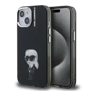 Carcasă spate Karl Lagerfeld IML Aquarelle Karl pentru iPhone 15, neagră