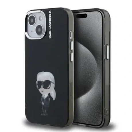 Carcasă spate Karl Lagerfeld IML Aquarelle Karl pentru iPhone 15, neagră