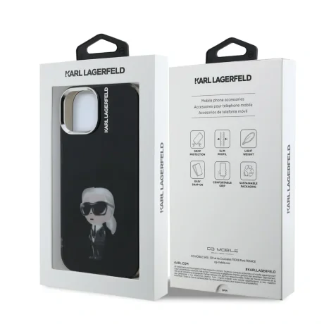 Carcasă spate Karl Lagerfeld IML Aquarelle Karl pentru iPhone 15, neagră
