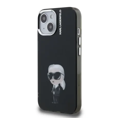 Carcasă spate Karl Lagerfeld IML Aquarelle Karl pentru iPhone 15, neagră