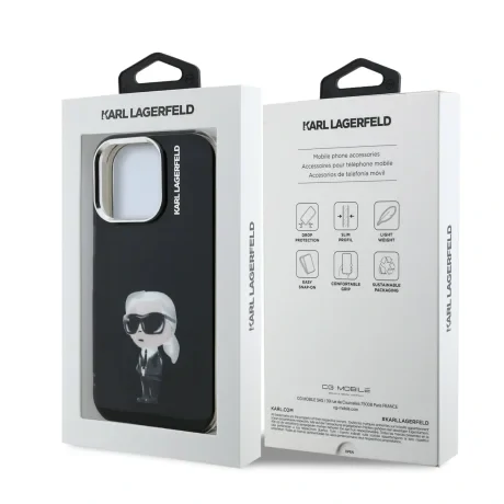 Carcasă spate Karl Lagerfeld IML Aquarelle Karl pentru iPhone 15 Pro Max, neagră