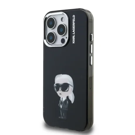 Carcasă spate Karl Lagerfeld IML Aquarelle Karl pentru iPhone 15 Pro Max, neagră
