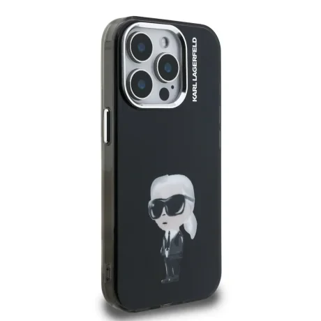 Carcasă spate Karl Lagerfeld IML Aquarelle Karl pentru iPhone 15 Pro, neagră