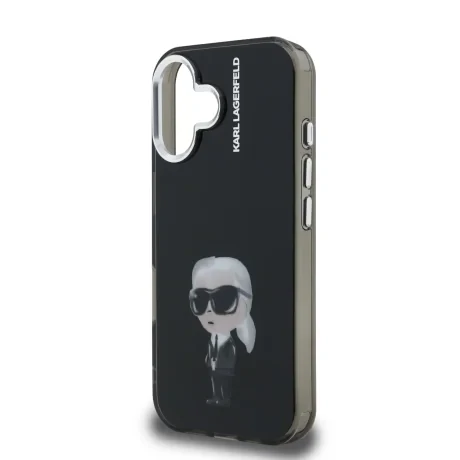 Carcasă spate Karl Lagerfeld IML Aquarelle Karl pentru iPhone 16, neagră