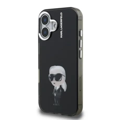 Carcasă spate Karl Lagerfeld IML Aquarelle Karl pentru iPhone 16, neagră