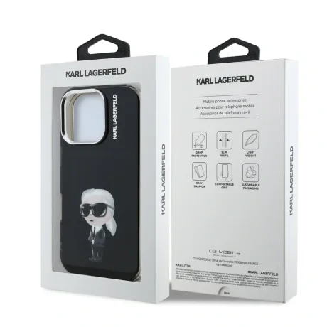 Carcasă spate Karl Lagerfeld IML Aquarelle Karl pentru iPhone 16 Pro Max, neagră