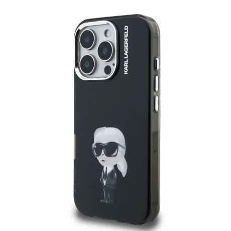 Carcasă spate Karl Lagerfeld IML Aquarelle Karl pentru iPhone 16 Pro Max, neagră