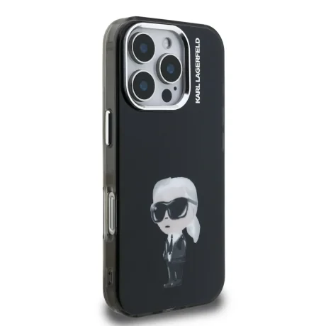 Carcasă spate Karl Lagerfeld IML Aquarelle Karl pentru iPhone 16 Pro Max, neagră