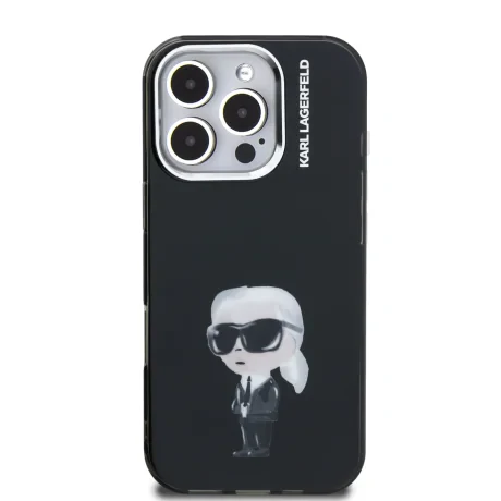 Carcasă spate Karl Lagerfeld IML Aquarelle Karl pentru iPhone 16 Pro Max, neagră
