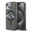 Carcasă spate Karl Lagerfeld IML Glitter Karl and Choupette Sketch MagSafe pentru iPhone 15, neagră