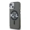 Carcasă spate Karl Lagerfeld IML Glitter Karl and Choupette Sketch MagSafe pentru iPhone 15, neagră