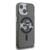 Carcasă spate Karl Lagerfeld IML Glitter Karl and Choupette Sketch MagSafe pentru iPhone 15, neagră