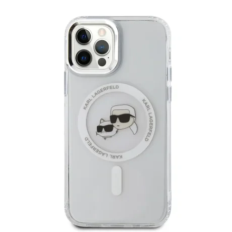 Carcasă spate Karl Lagerfeld IML K&amp;amp;CH Heads cu ramă metalică MagSafe pentru iPhone 12/12 Pro, transparentă