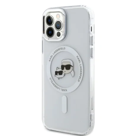 Carcasă spate Karl Lagerfeld IML K&amp;amp;CH Heads cu ramă metalică MagSafe pentru iPhone 12/12 Pro, transparentă