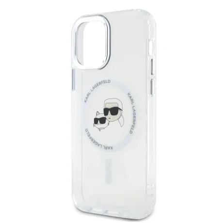 Carcasă spate Karl Lagerfeld IML K&amp;amp;CH Heads cu ramă metalică MagSafe pentru iPhone 12/12 Pro, transparentă
