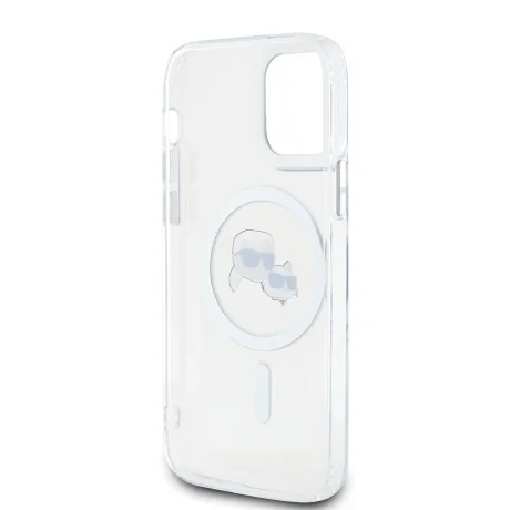 Carcasă spate Karl Lagerfeld IML K&amp;amp;CH Heads cu ramă metalică MagSafe pentru iPhone 12/12 Pro, transparentă