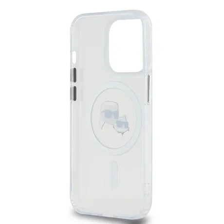 Carcasă spate Karl Lagerfeld IML K&amp;amp;CH Heads cu ramă metalică MagSafe pentru iPhone 15 Pro, transparentă