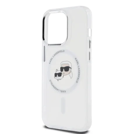 Carcasă spate Karl Lagerfeld IML K&amp;amp;CH Heads cu ramă metalică MagSafe pentru iPhone 15 Pro, transparentă