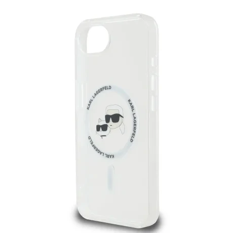Carcasă spate Karl Lagerfeld IML K&amp;amp;CH Heads cu ramă metalică MagSafe pentru iPhone 16e/17e, transparentă