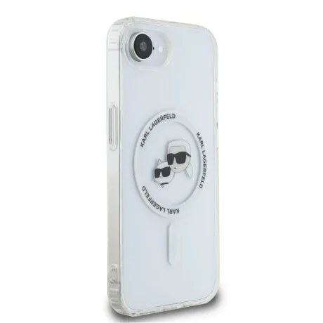 Carcasă spate Karl Lagerfeld IML K&amp;amp;CH Heads cu ramă metalică MagSafe pentru iPhone 16e/17e, transparentă