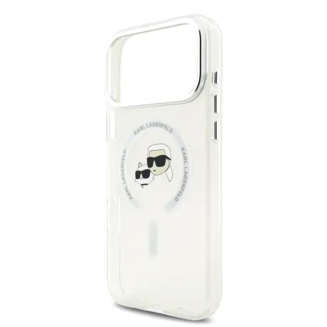 Carcasă spate Karl Lagerfeld IML K&amp;amp;CH Heads cu ramă metalică MagSafe pentru iPhone 17 Pro Max, transparentă
