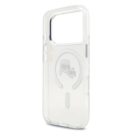 Carcasă spate Karl Lagerfeld IML K&amp;amp;CH Heads cu ramă metalică MagSafe pentru iPhone 17 Pro, transparentă