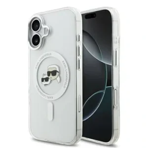 Carcasă spate Karl Lagerfeld IML K&amp;amp;CH Heads cu ramă metalică MagSafe pentru iPhone 17, transparentă
