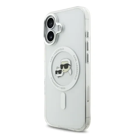 Carcasă spate Karl Lagerfeld IML K&amp;amp;CH Heads cu ramă metalică MagSafe pentru iPhone 17, transparentă