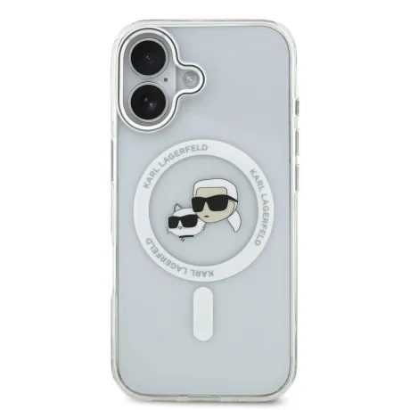 Carcasă spate Karl Lagerfeld IML K&amp;amp;CH Heads cu ramă metalică MagSafe pentru iPhone 17, transparentă