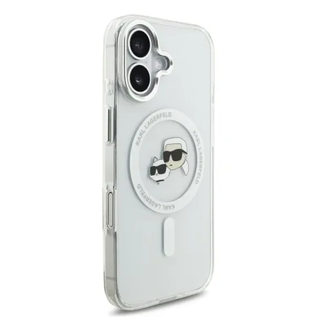 Carcasă spate Karl Lagerfeld IML K&amp;amp;CH Heads cu ramă metalică MagSafe pentru iPhone 17, transparentă