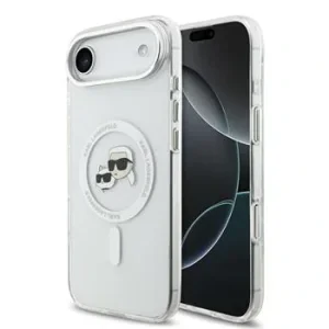 Carcasă spate Karl Lagerfeld IML K&amp;amp;CH Heads cu ramă metalică MagSafe pentru iPhone Air, transparentă