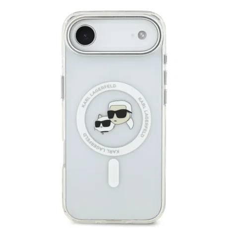Carcasă spate Karl Lagerfeld IML K&amp;amp;CH Heads cu ramă metalică MagSafe pentru iPhone Air, transparentă