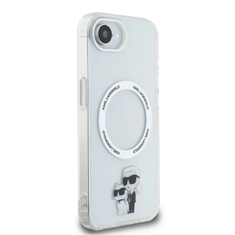 Carcasă spate Karl Lagerfeld IML Karl and Choupette MagSafe pentru iPhone 16e/17e, transparentă